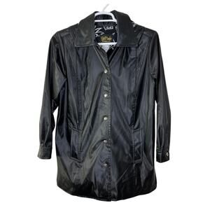 Vintage Bob Mackie Women's Small‎ Black Trench Coat Polyurethane Astrology Signs